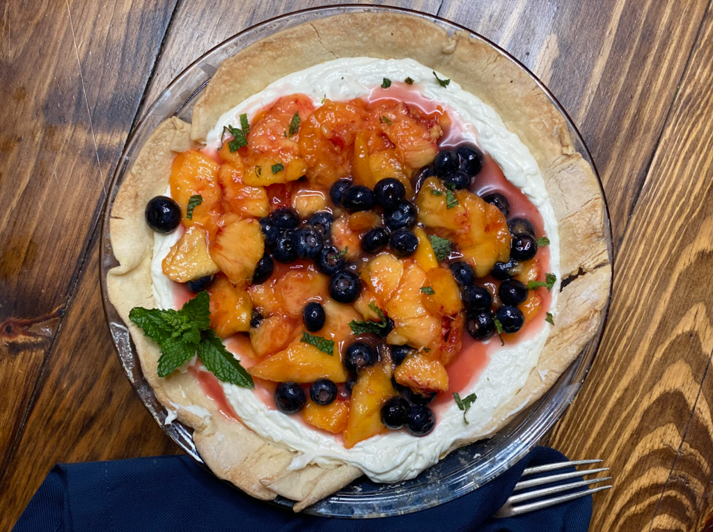 Sweet Summer Peach, Blueberry, & Cream Tart