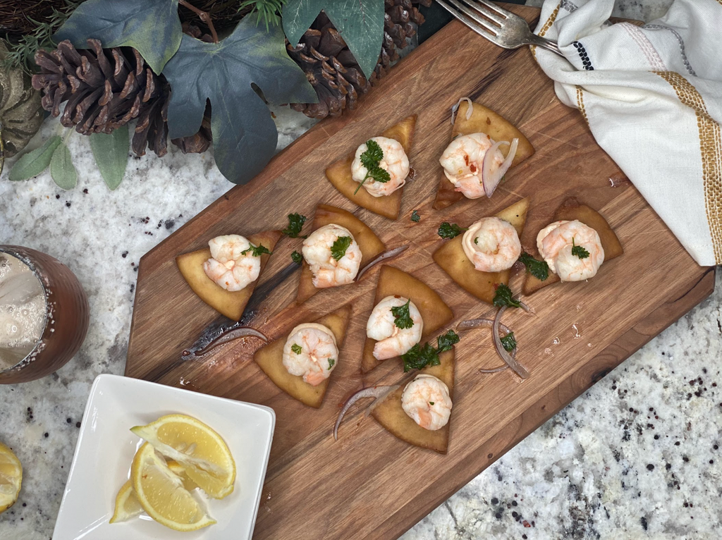 A Timeless Appetizer to Welcome the New Year: Cream Cheese and Pepper Jelly Shrimp and Pita Crisps